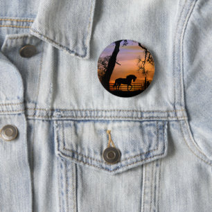 Whimsical Prancing Horse in Southwestern Sunrise 6 Cm Round Badge