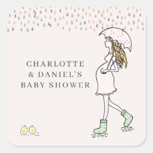Whimsical Pregnant Mum Baby Shower Sticker
