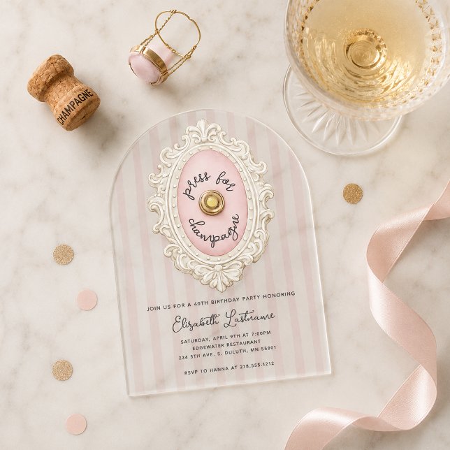 Whimsical Press for Champagne Birthday  Acrylic Invitations (Whimsical Press for Champagne Birthday Acrylic Invitations)