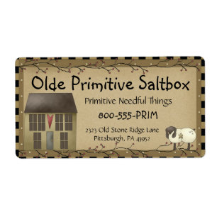 Whimsical Primitive Saltbox House Shipping Label