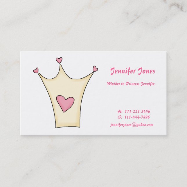 Whimsical Princess Calling Card (Front)