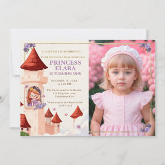 Whimsical Princess Castle First Birthday Storybook Invitation