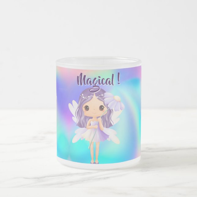 Whimsical Princess Fairy Birthday Frosted Glass Coffee Mug (Center)