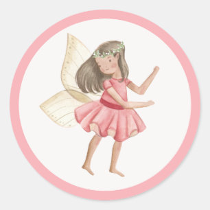 Whimsical Princess Fairy Birthday Party Favor Classic Round Sticker