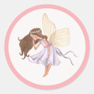 Whimsical Princess Fairy Birthday Party Favor Classic Round Sticker
