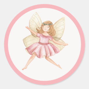 Whimsical Princess Fairy Birthday Party Favour Classic Round Sticker