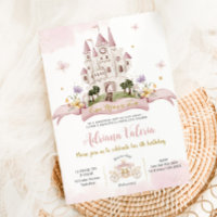 Whimsical Princess Fairytale Castle Pink Birthday