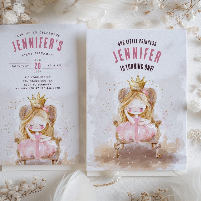 Whimsical Princess First Birthday Invitation (Creator Uploaded)