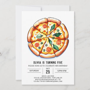 Whimsical Printable Pizza Birthday Invitation