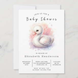 Whimsical Printable Swan Baby Shower Invitation