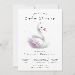 Whimsical Printable Swan Baby Shower Invitation
