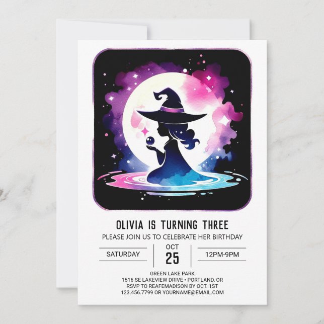 Whimsical Printable Wizard Birthday Invitation (Front)