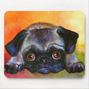 Whimsical Pug Painting #1 Svetlana Novikova Mouse Mat
