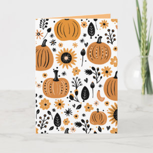 Whimsical pumpkin and fall flower personalised invitation
