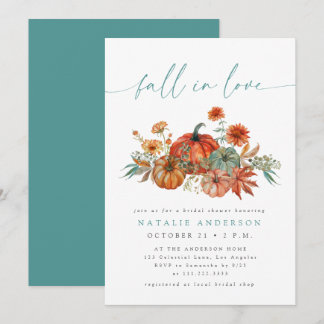Whimsical Pumpkin Fall in Love Bridal Shower Invitation
