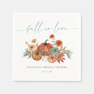 Whimsical Pumpkin Fall in Love Bridal Shower Napkin