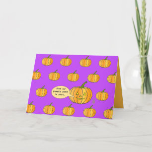Whimsical Pumpkin Patch on Fuschia Halloween Card