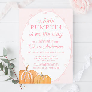 Whimsical Pumpkin Pink Girl Baby Shower Invitation