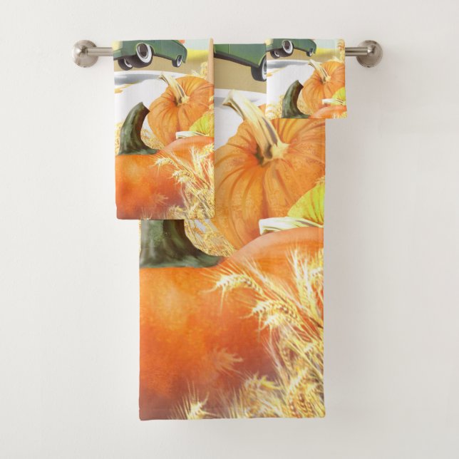 Whimsical Pumpkin Ride Bath Towel Set (Insitu)