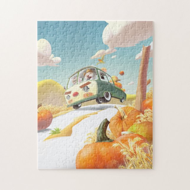 Whimsical Pumpkin Ride Jigsaw Puzzle (Vertical)