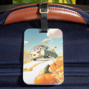 Whimsical Pumpkin Ride Luggage Tag