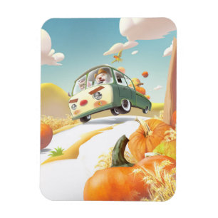 Whimsical Pumpkin Ride Magnet