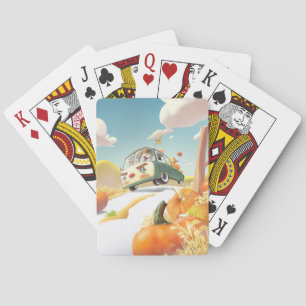 Whimsical Pumpkin Ride Playing Cards