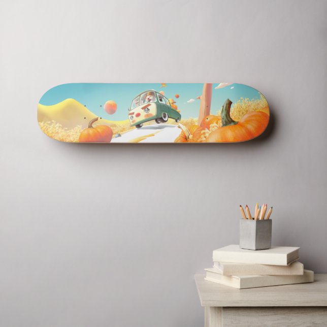 Whimsical Pumpkin Ride Skateboard (Wall Art (Horz))