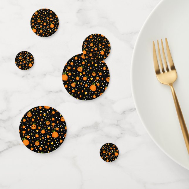Whimsical Pumpkins & Candy Corn Fun Halloween Confetti (Group)