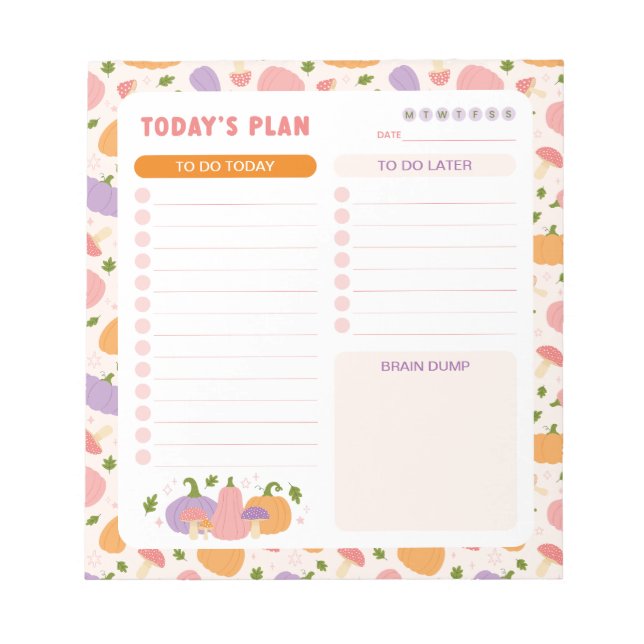 Whimsical Pumpkins Daily To Do List Planner Notepad (Front)