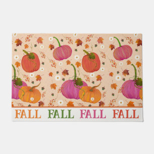 Whimsical Pumpkins Fall Leaves Doormat