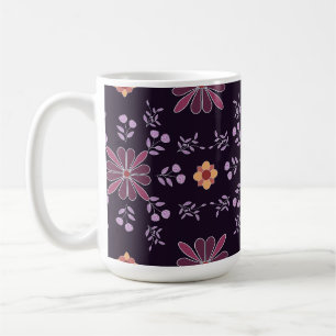 Whimsical Purple and Yellow Folk Art Floral Mug