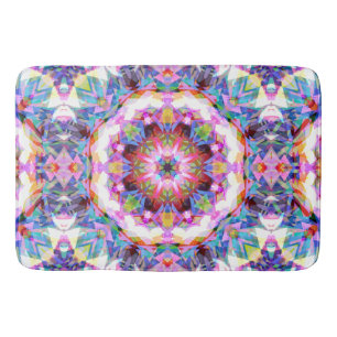 Whimsical Purple Blue Pink Colorful Pattern Bath Mat