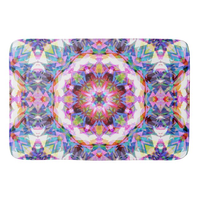 Whimsical Purple Blue Pink Colorful Pattern Bath Mat (Front)