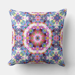 Whimsical Purple Blue Pink Colorful Pattern Cushion