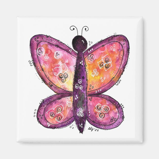 Whimsical Purple Butterfly Magnet (Front)
