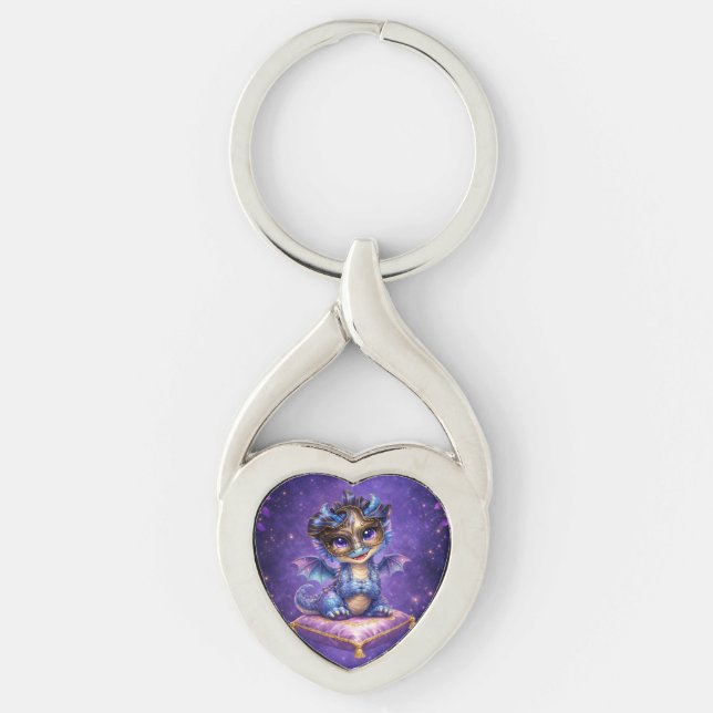 Whimsical Purple Celestial Dragon Keychain (Front)