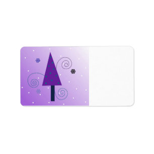 Whimsical Purple Christmas Tree Label