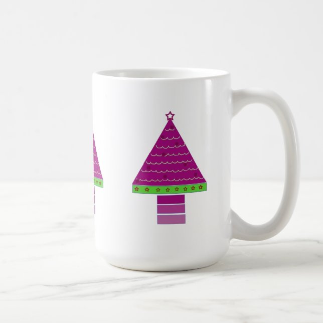 Whimsical Purple Christmas Trees Coffee Mug (Right)