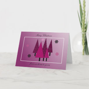 Whimsical Purple Christmas Trees Holiday Card