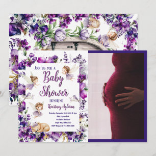 Whimsical Purple Fairy Baby Shower Invitation