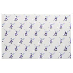 Whimsical purple fairy on mushroom fabric
