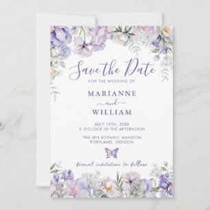 Whimsical Purple Floral Romantic Wedding Save The Date