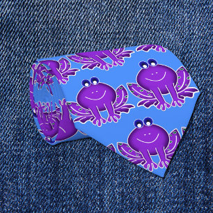 whimsical purple frog neck tie