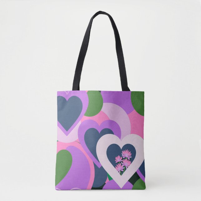 Whimsical Purple Heart Art Tote (Front)