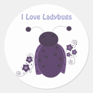 Whimsical Purple Ladybug Classic Round Sticker
