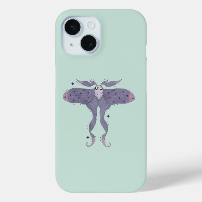 Whimsical Purple Moth with Star Sparkles Case-Mate iPhone Case (Back)