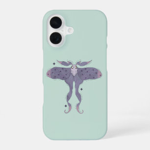 Whimsical Purple Moth with Star Sparkles iPhone 16 Case