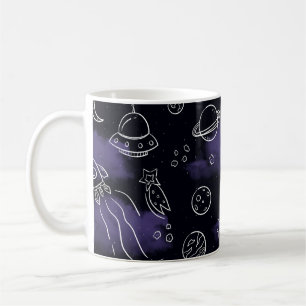 Whimsical Purple Outer Space Seamless Pattern Coffee Mug