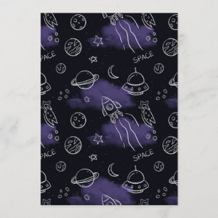 Whimsical Purple Outer Space Seamless Pattern Invitation